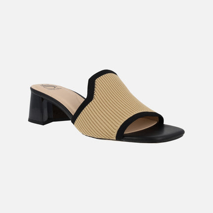 Zuecos Miss elastic en bicolor negro beige