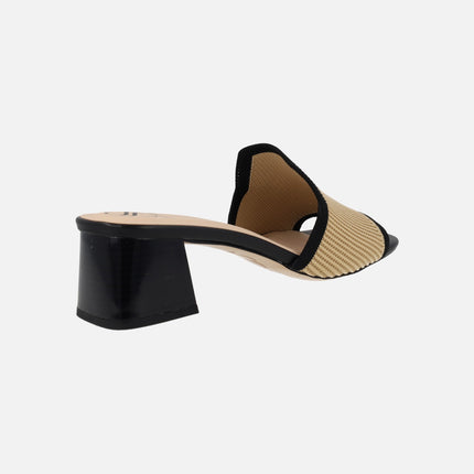 Zuecos Miss elastic en bicolor negro beige