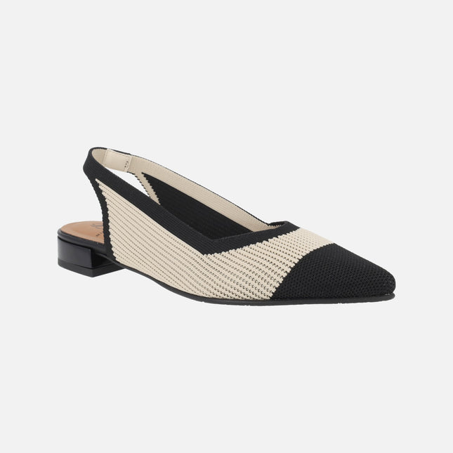 Bayde Open heel ballerinas in black and cream fabric combination