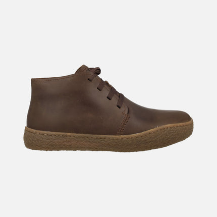 Brown leather boots with laces peu land
