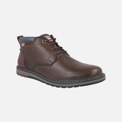 Botines marrones de piel con cordones para hombre Berna