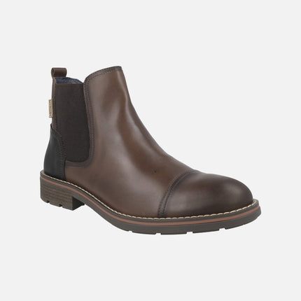 Botines para hombre York de piel con elástico y cremallera