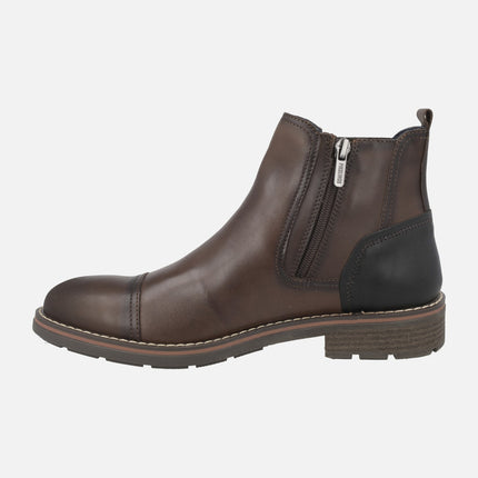 Botines para hombre York de piel con elástico y cremallera