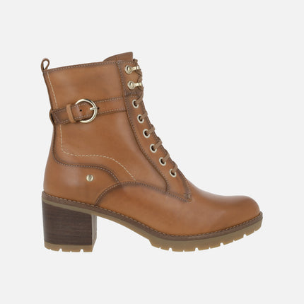 Botines de piel con cordones y tacón Llanes