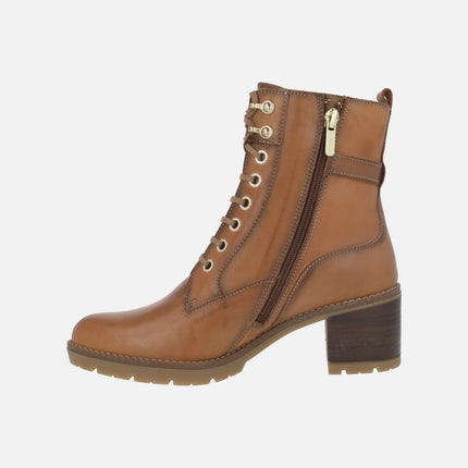 Botines de piel con cordones y tacón Llanes