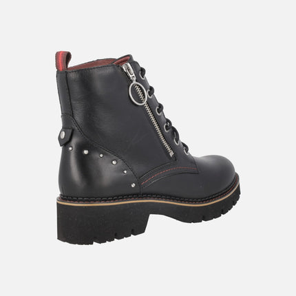 Botines negros de piel Vicar con cremallera exterior y piso track