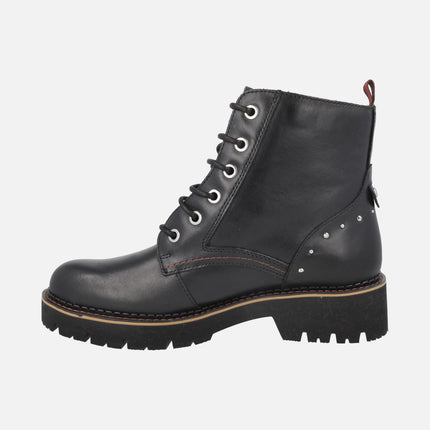 Botines negros de piel Vicar con cremallera exterior y piso track