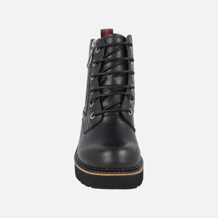 Botines negros de piel Vicar con cremallera exterior y piso track