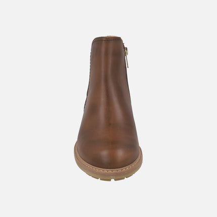 Botines marrones de piel con tacón bajo Medina