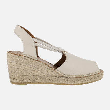 Open toe espadrilles with lateral elastics