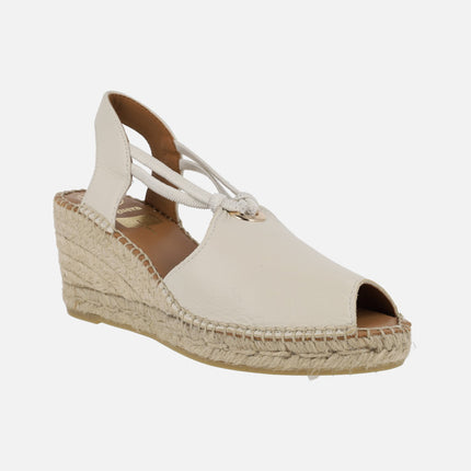 Open toe espadrilles with lateral elastics