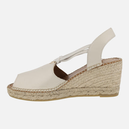 Open toe espadrilles with lateral elastics