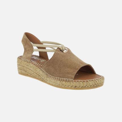 Low wedged espadrilles with open toe