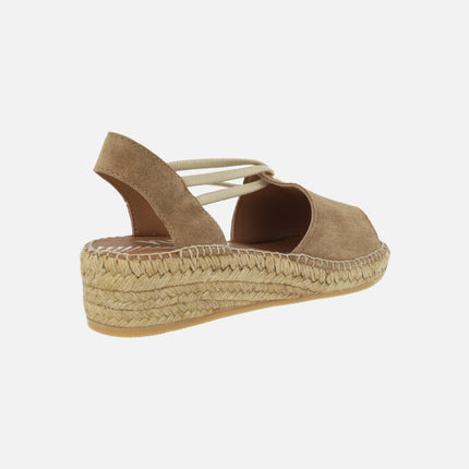 Low wedged espadrilles with open toe