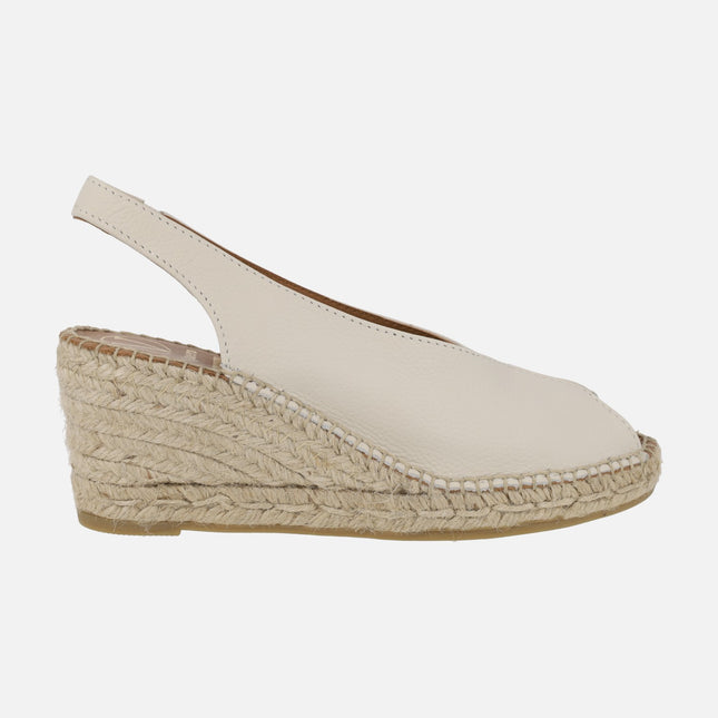 Leather espadrilles with open toe