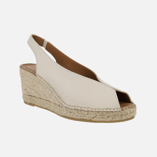 Leather espadrilles with open toe