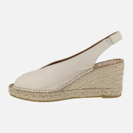 Leather espadrilles with open toe