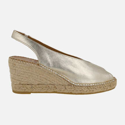 Leather espadrilles with open toe