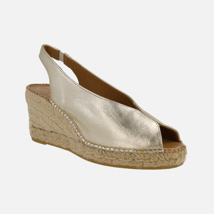 Leather espadrilles with open toe