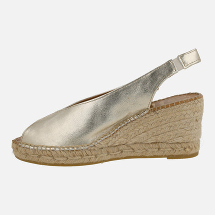 Leather espadrilles with open toe