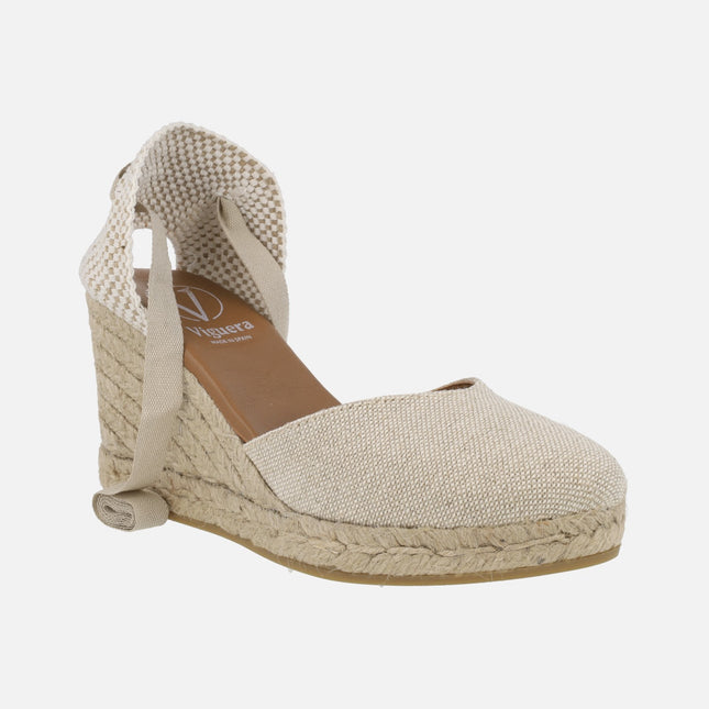 Linen espadrilles with laces for women Viguera