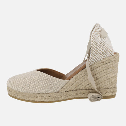 Linen espadrilles with laces for women Viguera