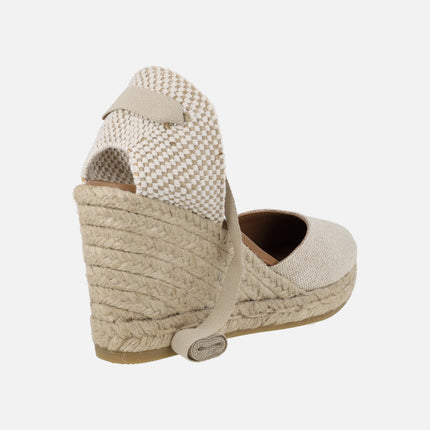 Linen espadrilles with laces for women Viguera