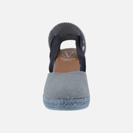 Peasant linen espadrilles with ribbons for women