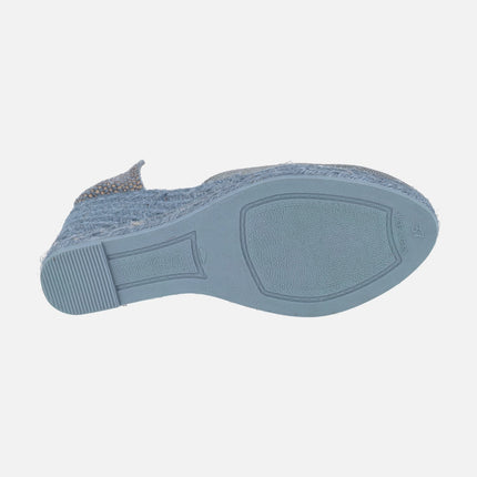 Peasant linen espadrilles with ribbons for women
