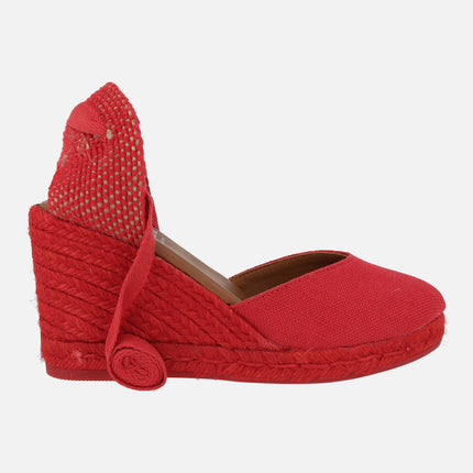 Peasant linen espadrilles with ribbons for women