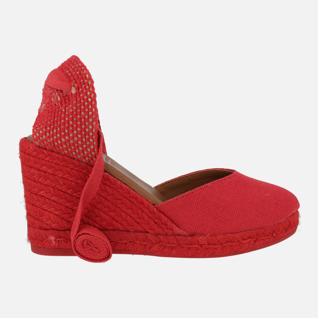 Alpargatas de lino campesinas con cintas para mujer