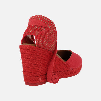 Peasant linen espadrilles with ribbons for women