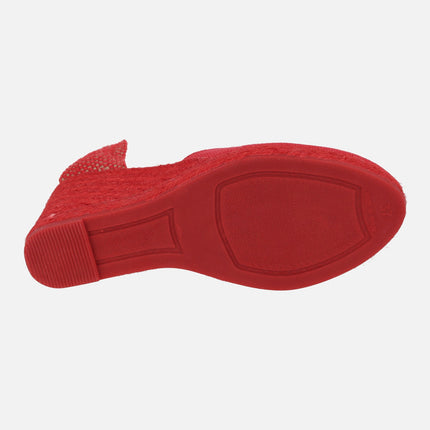 Peasant linen espadrilles with ribbons for women