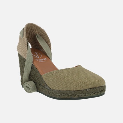 Peasant linen espadrilles with ribbons for women