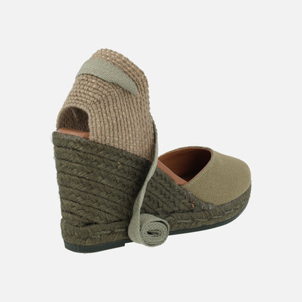 Peasant linen espadrilles with ribbons for women