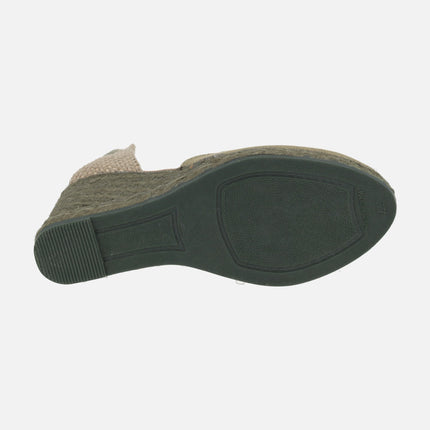 Peasant linen espadrilles with ribbons for women