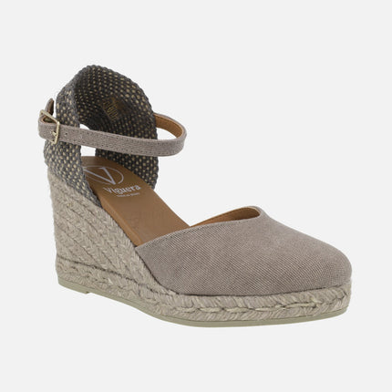 High wedge espadrilles with ankle bracelet