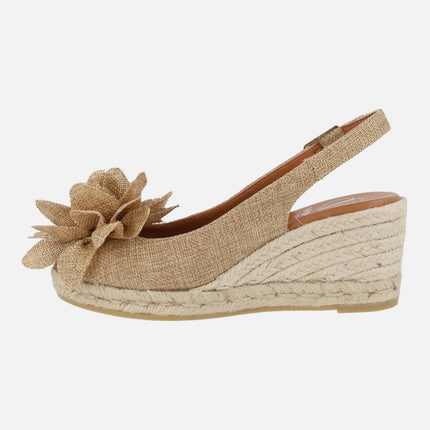 Peep toe espadrilles with flower detail