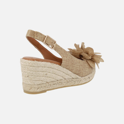 Peep toe espadrilles with flower detail