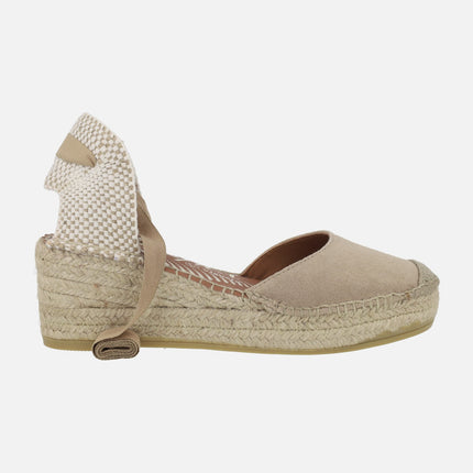 Leather espadrilles Valencian -style with ribbons