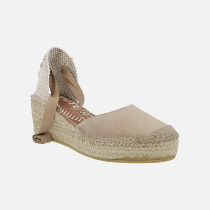 Leather espadrilles Valencian -style with ribbons