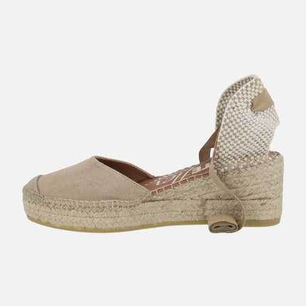 Leather espadrilles Valencian -style with ribbons