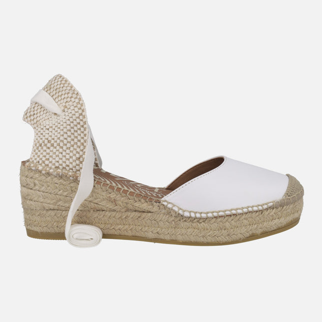 Leather espadrilles Valencian -style with ribbons