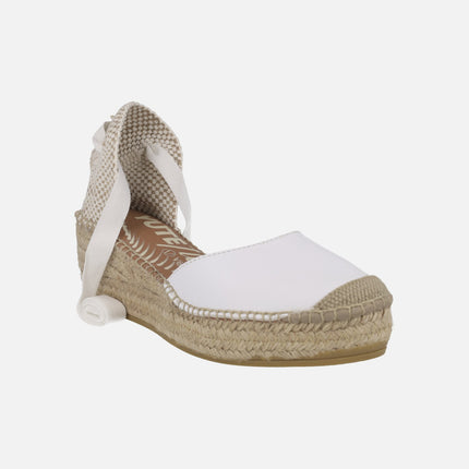 Leather espadrilles Valencian -style with ribbons