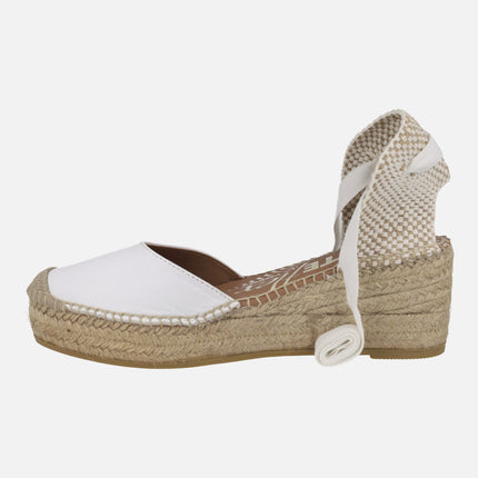 Leather espadrilles Valencian -style with ribbons