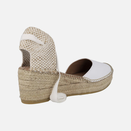 Leather espadrilles Valencian -style with ribbons