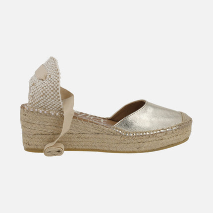 Leather espadrilles Valencian -style with ribbons