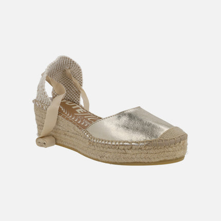 Leather espadrilles Valencian -style with ribbons