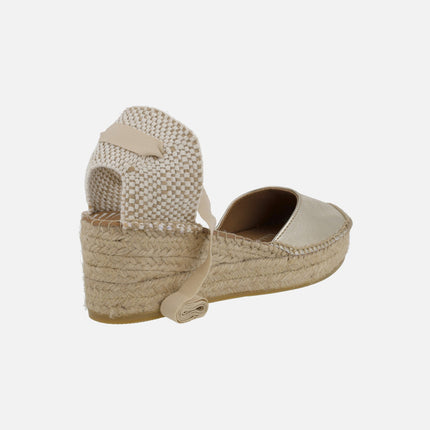 Leather espadrilles Valencian -style with ribbons