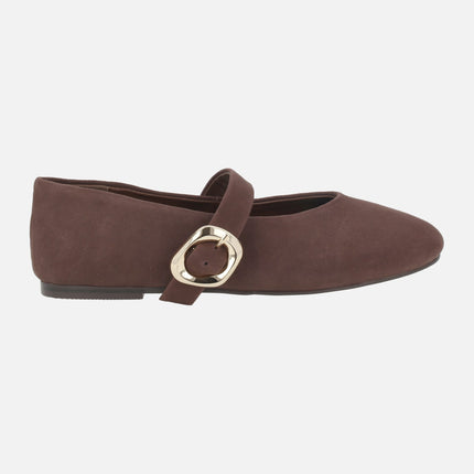 Merceditas planos de mujer con hebilla